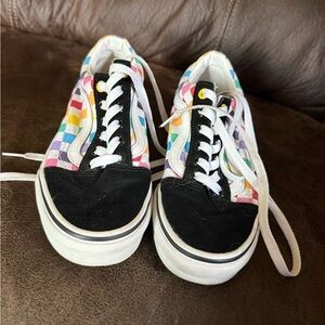VANS Rainbow Checkerboard Old Skool Sneakers Women’s Size 6 Colorful‎